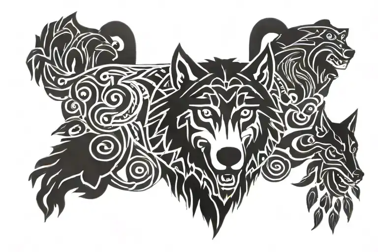 bracelet from the forest with wolf and bear tattoo design idea