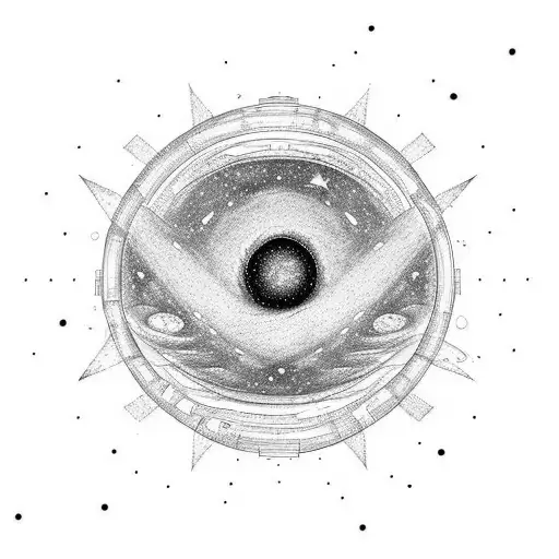 universe with plante and stars black hole or milkyway tattoo design idea
