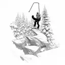 Rock climber and snowboarder tattoo design idea