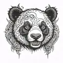 devil panda face surrounded by black energy tattoo design idea