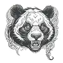devil panda face surrounded by black energy tattoo design idea