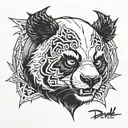 devil panda face surrounded by black energy tattoo design idea