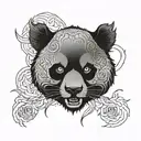 demonic panda face tattoo design idea