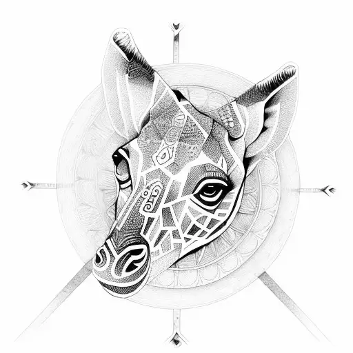 sacred geometry with geometric giraffe and geometric rabbit tattoo design idea