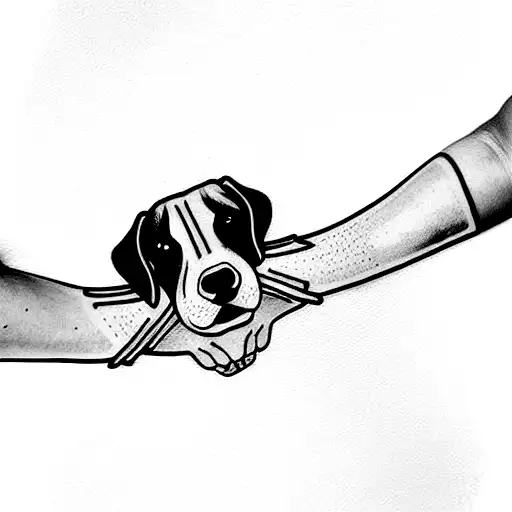 colored 3 kids and a dog sleeve tattoo design idea