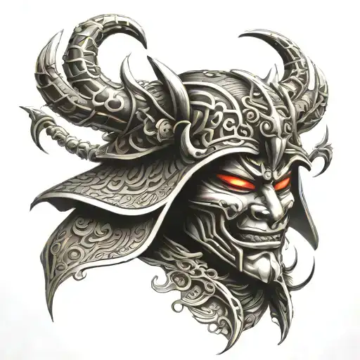 samurai mask tattoo design idea