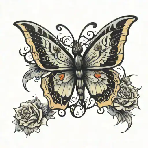 butterfly with a demon on one side  tattoo design idea