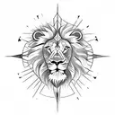  lion and compass tattoo design idea