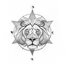  lion and compass tattoo design idea