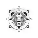  lion and compass tattoo design idea