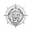  lion and compass tattoo design idea