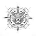  lion and compass tattoo design idea