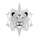  lion and compass tattoo design idea