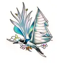 A magpie with flowers tattoo design idea