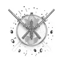 whiskey bottles, 5 bullets tattoo design idea