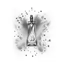 whiskey bottles, 5 bullets tattoo design idea