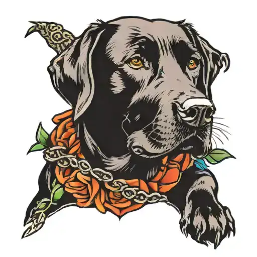 black lab dog deceased 11/2/22 tattoo design idea