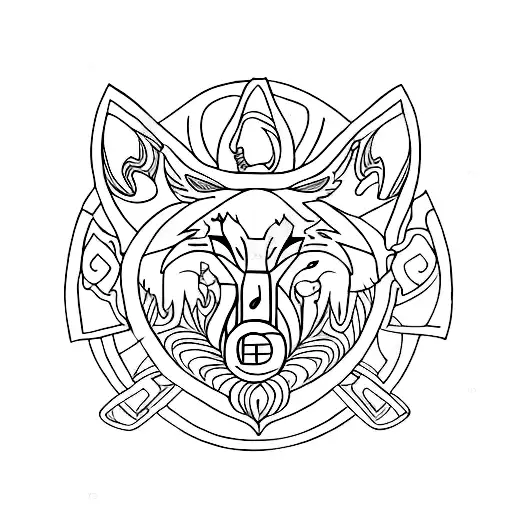 Triskelion with fox, wolf and bear legs tattoo design idea