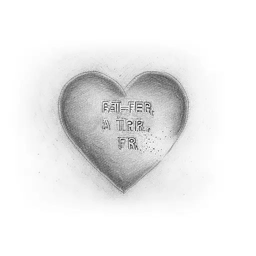 A heart-shaped puzzle piece with the word 'father' and the child's name tattoo design idea