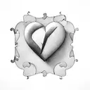 A heart-shaped puzzle piece with the word 'father' and the child's name tattoo design idea