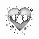 A heart-shaped puzzle piece with the word 'father' and the child's name tattoo design idea