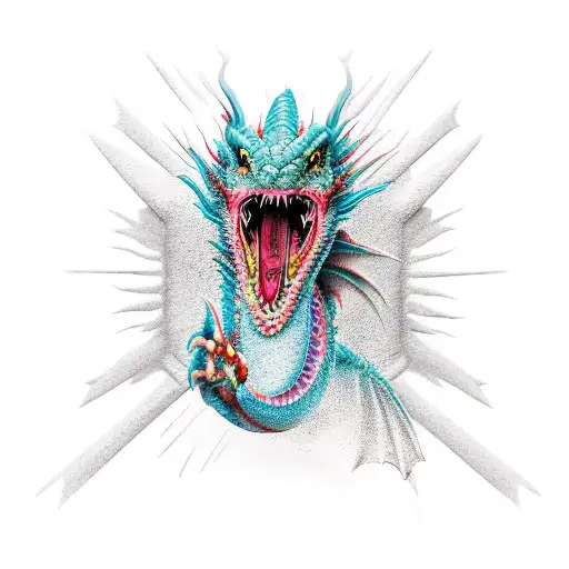 Dragon tearing through skin tattoo design idea