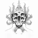 skull with worms tattoo design idea