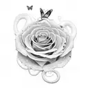 butterflies, snakes, and roses. with the words tijn lak tattoo design idea