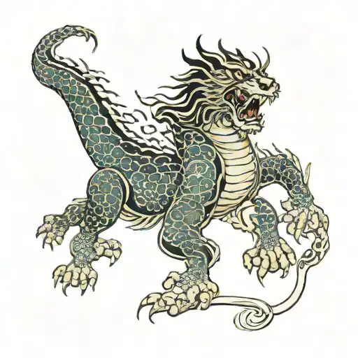 Chinese dragon vs tiger standing tattoo design idea