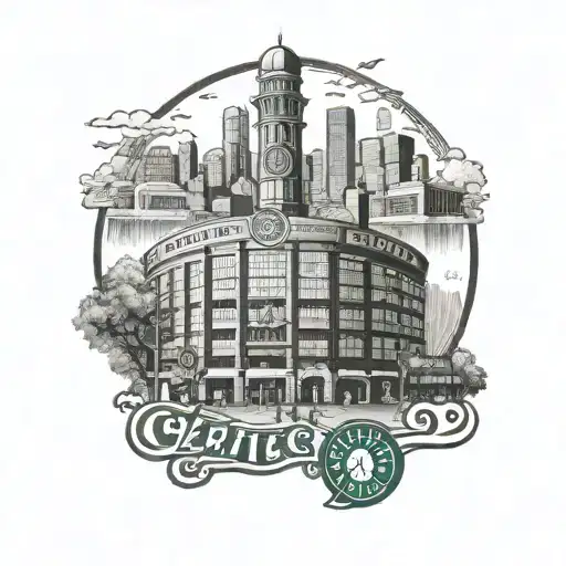 Boston Celtics TD garden with city culture  tattoo design idea