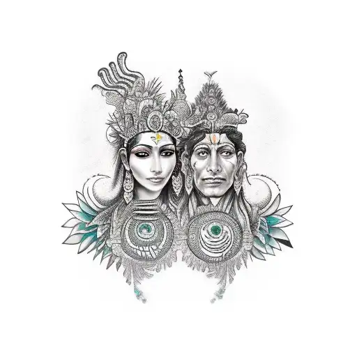 pachamama goddess and viracocha god tattoo design idea