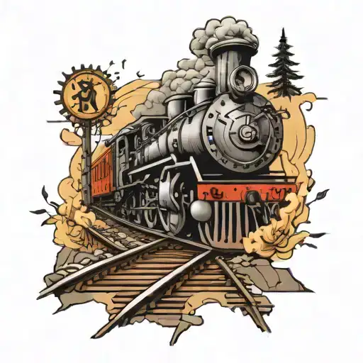 train tracks tattoo design idea
