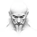 meditating monk tattoo design idea