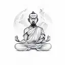 meditating monk tattoo design idea