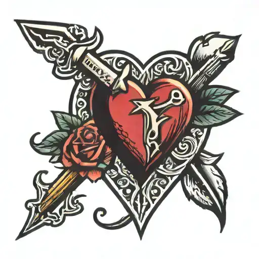 heart and dagger tattoo design idea