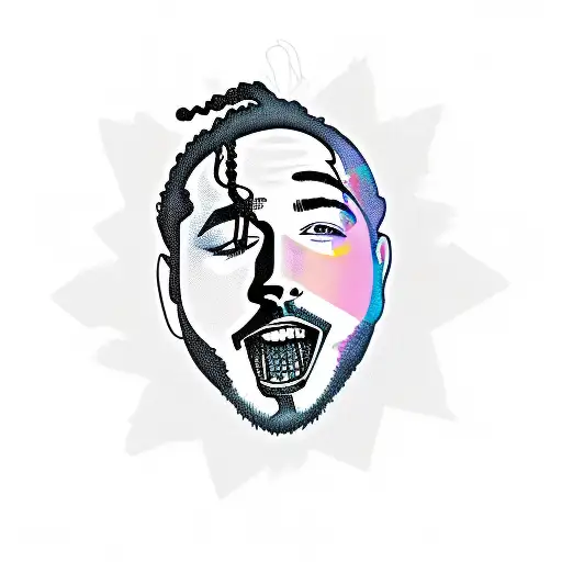 A silhouette of Post Malone performing on stage tattoo design idea