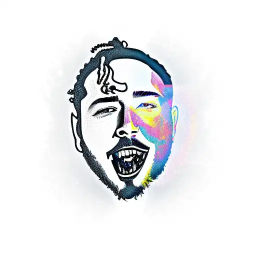 A silhouette of Post Malone performing on stage tattoo design idea