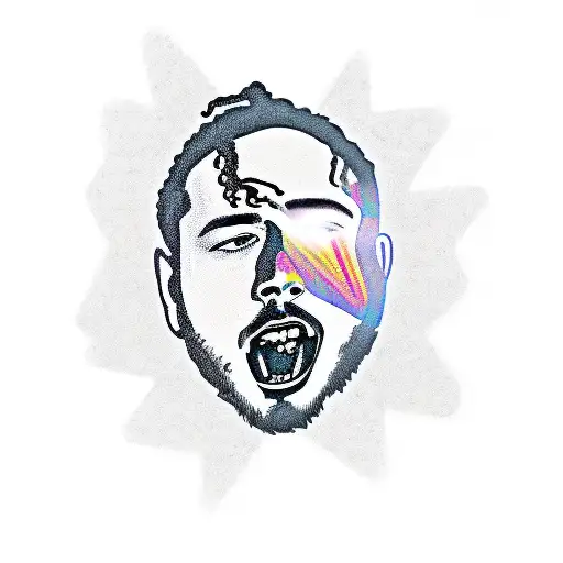 A silhouette of Post Malone performing on stage tattoo design idea