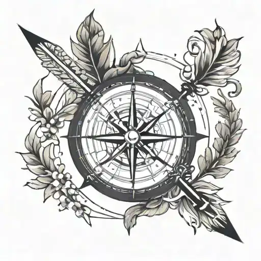 compass arrow half circle form left forearm with tattoo design idea