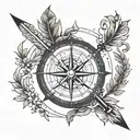 compass arrow half circle form left forearm with tattoo design idea