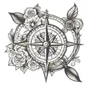 compass arrow half circle form left forearm with tattoo design idea