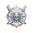 mark of the doom slayer on upper back tattoo design idea