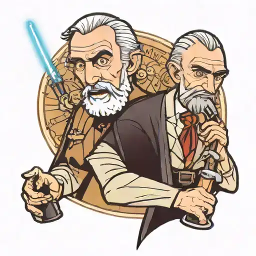 count dooku figting patrick star tattoo design idea