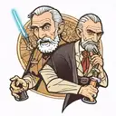 count dooku figting patrick star tattoo design idea