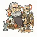 count dooku figting patrick star tattoo design idea