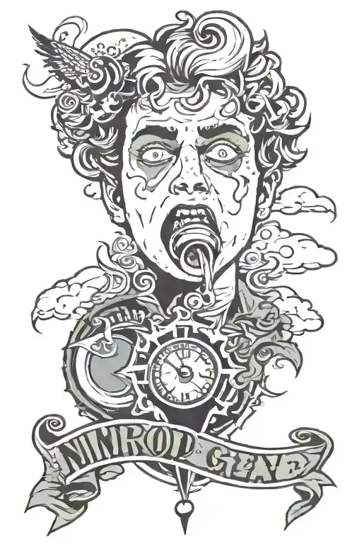 Incorporate the Nimrod Green Day album cover into a tattoo tattoo design idea