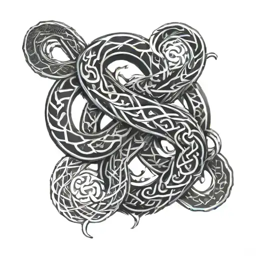Combine Nordic runes with a detailed snake design intertwined with Viking symbols tattoo design idea