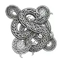Combine Nordic runes with a detailed snake design intertwined with Viking symbols tattoo design idea