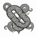 Combine Nordic runes with a detailed snake design intertwined with Viking symbols tattoo design idea