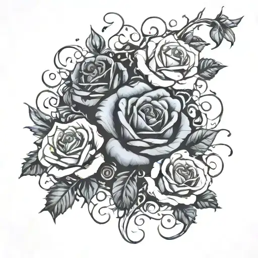 evil spirits setting fire to a rose garden scene tattoo design idea